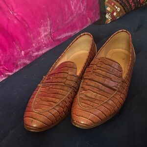 J. Crew Tan Crocodile Pattern Loafers